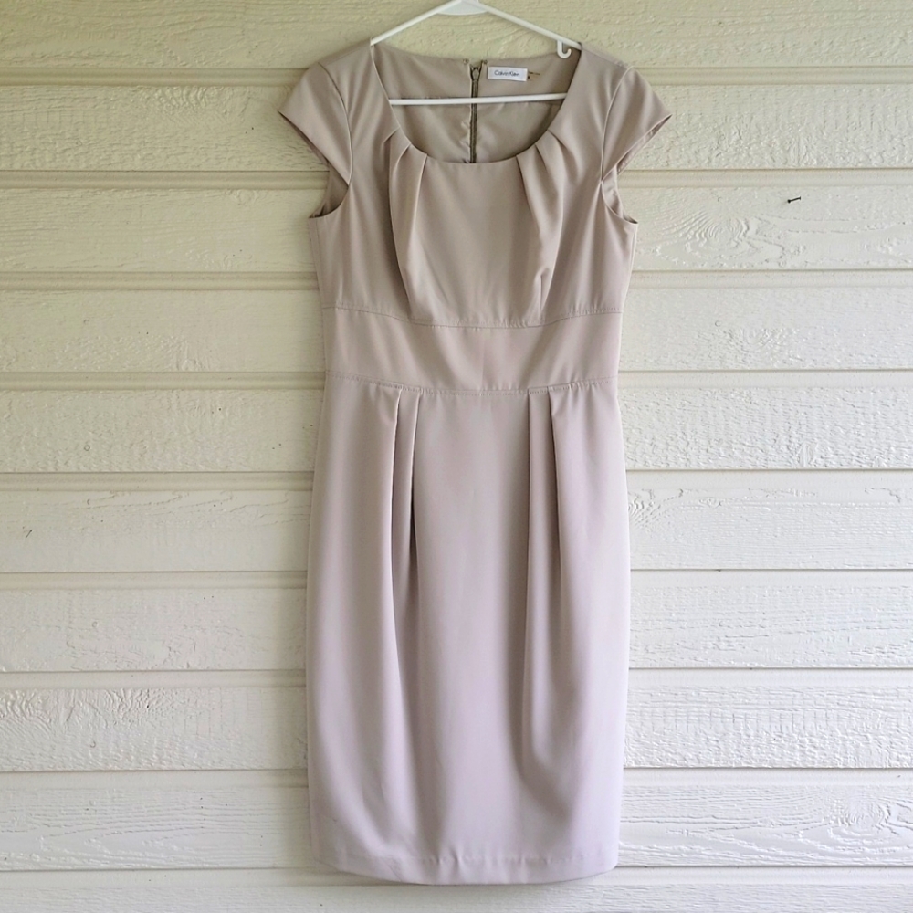 Calvin Klein Gray Solid Work Shift Dress Size 8 - image 5